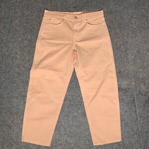 AYR Womens The Beat Drop Cropped Barrel Leg Jeans Sz 31 (35x26) Pink Peach Denim